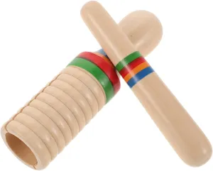 BESPORTBLE 1 Set Wooden Sound Tube Educational Instrument for Single Threaded Ring Percussion with Mallet Safe Musical for Rhythm Learning and Fun Play