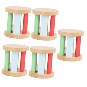 BESPORTBLE Wooden Rattle Roller for Boy Girl Early Education Hand Rattle with Cute Shapes Promotes Hand Eye Coordination Parent Interaction Safe Lightweight
