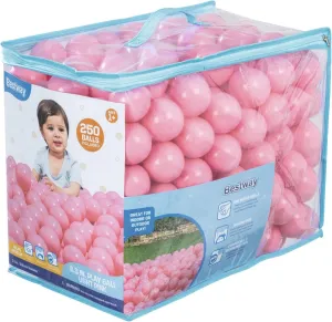 Bestway Plastic Light Pink Play Balls 250ct | Great for Indoor and Outdoor Playpens, Ball Pits, Bouncers, Kiddie Pools