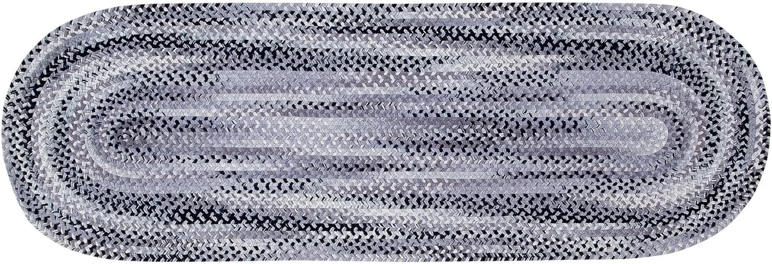 Better Trends Ombre Area Rug, 24" x 72" Runner, Reversible and Durable, 100% Soft Cotton Anti-Fatigue Chenille, Braided Rug for Entryway Living Room, Kitchen - Black