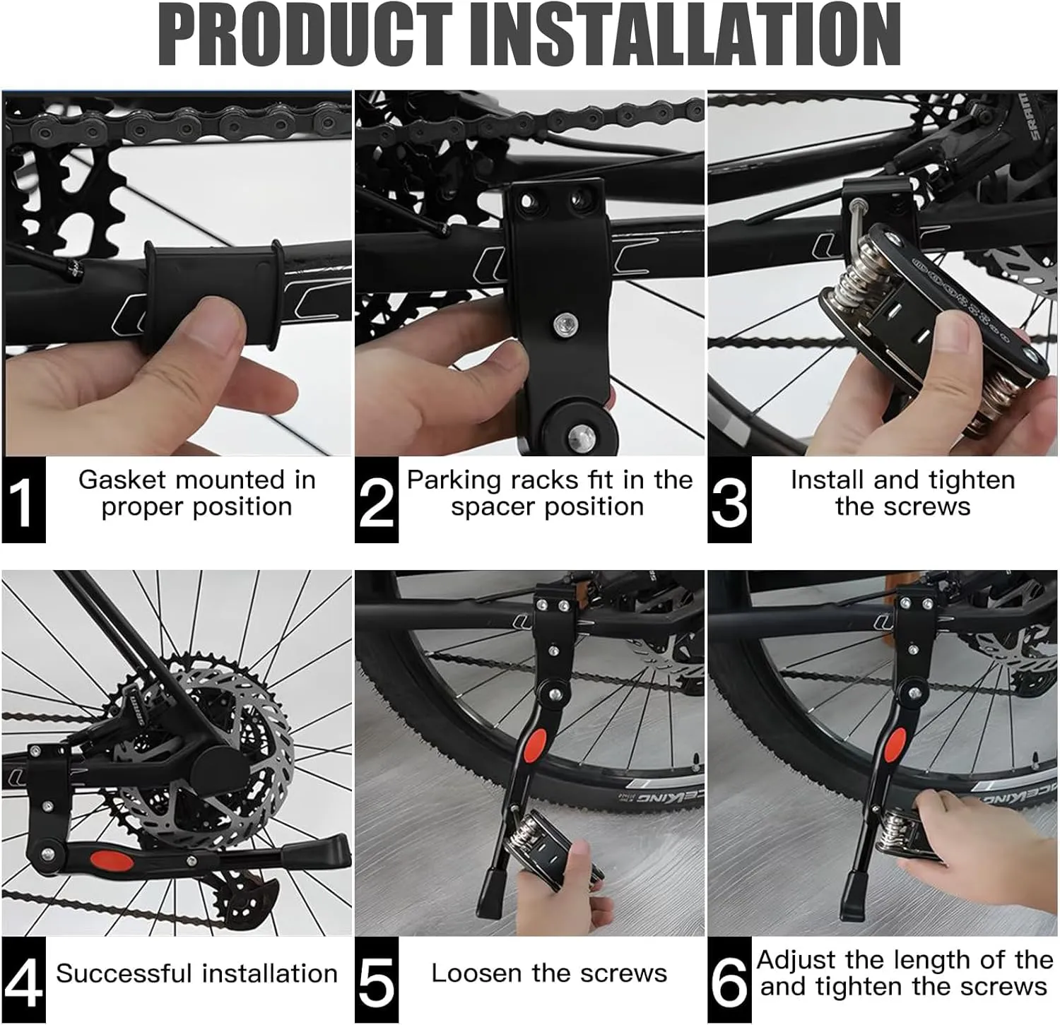 Bicycle Kickstand for Bianchi San Lorenzo San Remo Sempre Pro Siena DAMA Six Days, Alloy Adjustable Height Rear Side Bicycle Kick Stand, for 24" - 29", Kickstand for Adult Bike,C
