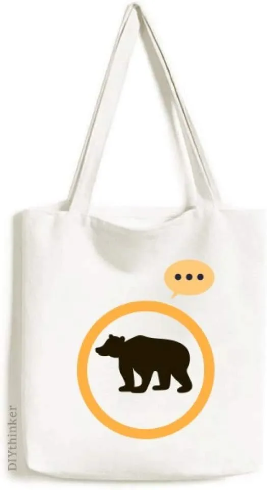 Black Bear Cute Animal Portrayal Expression Gift Sack Canvas Tote Shoulder Bag