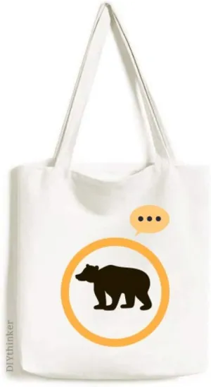 Black Bear Cute Animal Portrayal Expression Gift Sack Canvas Tote Shoulder Bag