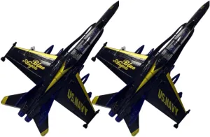 Blue Angels Toy Planes, Set of 2 Die Cast Airplanes Fighter Jet Toy, Great Model Planes with Pull Back Action, Toy Blue Angels Jets Model Plane, Navy Blue Airplane, 7x5'