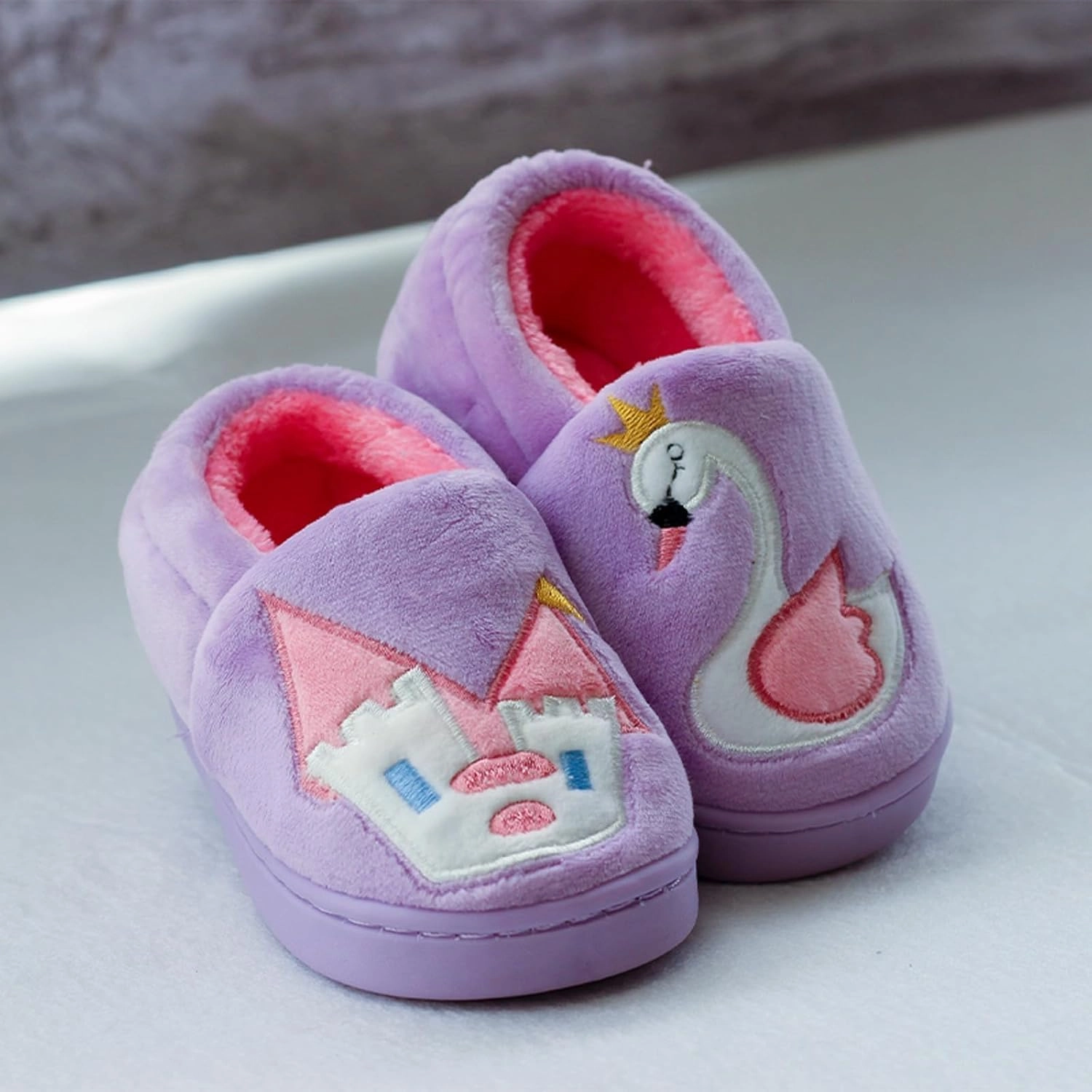 BMINFEE Garden Shoes Girls Cute Slippers Cartoon Memory Cotton Children's Plush Warm Winter Home shoes Boys Unisex Slides