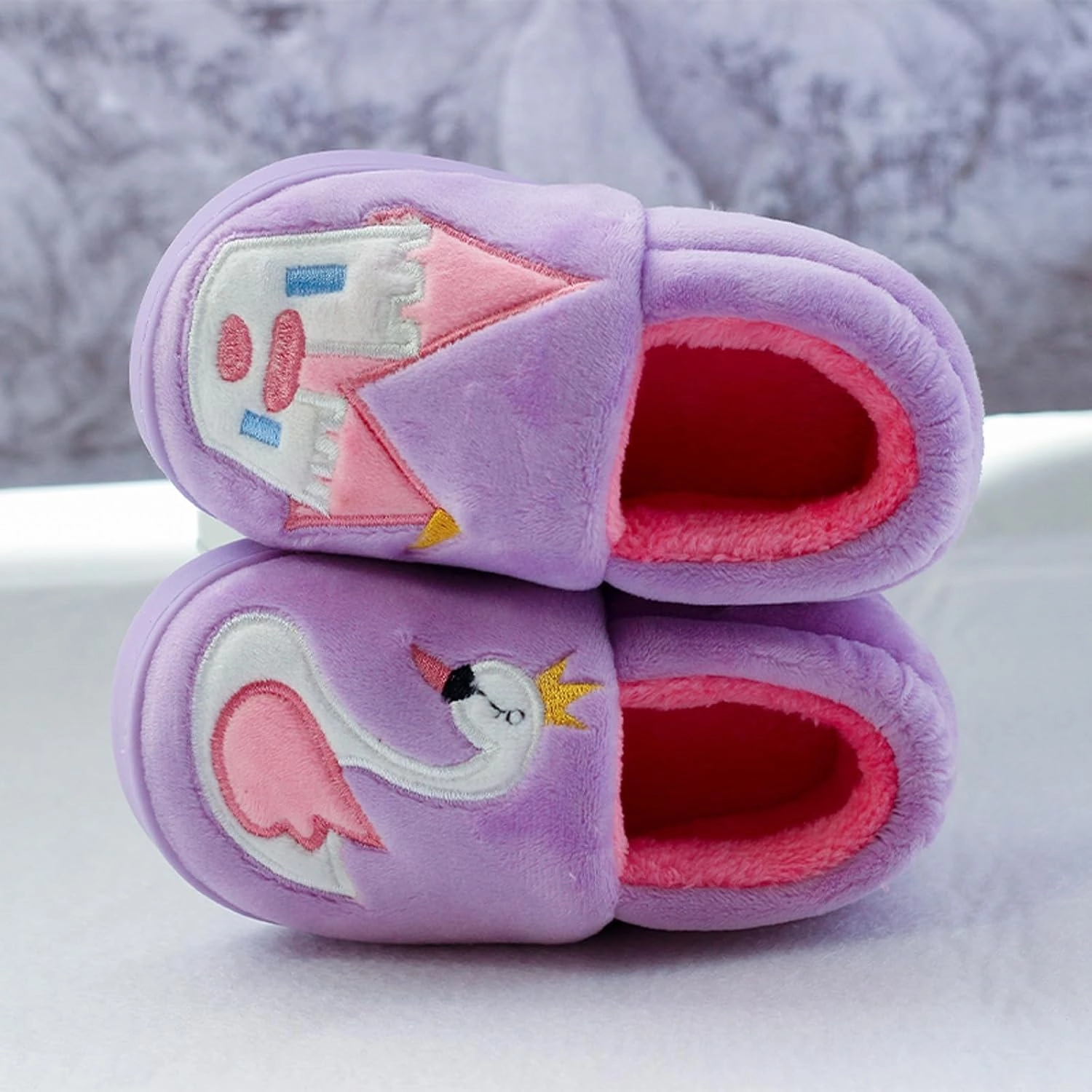 BMINFEE Garden Shoes Girls Cute Slippers Cartoon Memory Cotton Children's Plush Warm Winter Home shoes Boys Unisex Slides