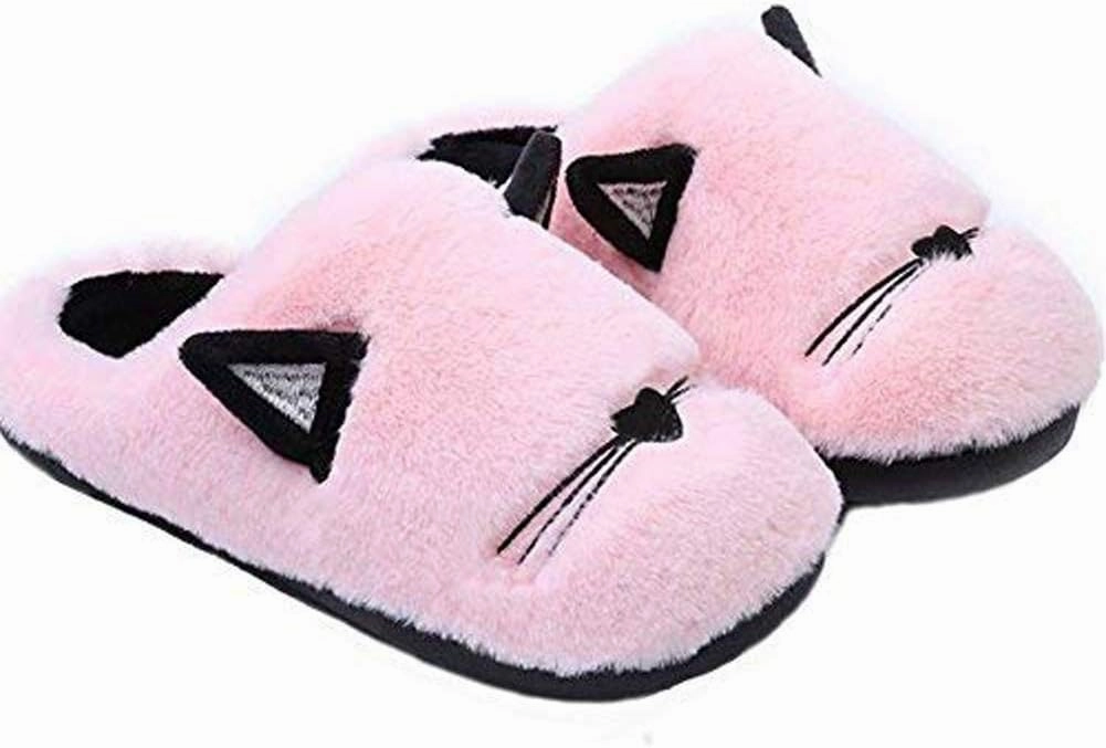 Boys Girls Warm Slippers Kids Family Cute Cat Household Anti-Slip Indoor Home Slippers
