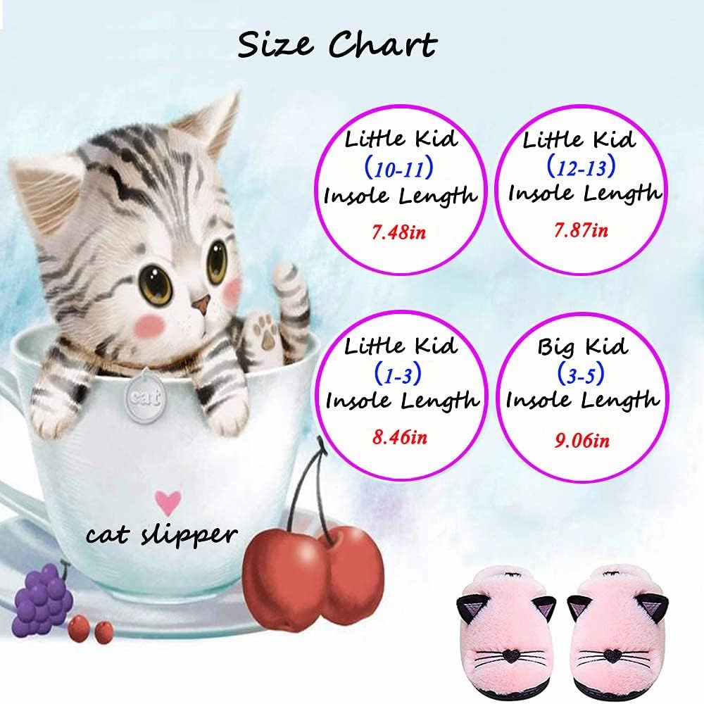 Boys Girls Warm Slippers Kids Family Cute Cat Household Anti-Slip Indoor Home Slippers