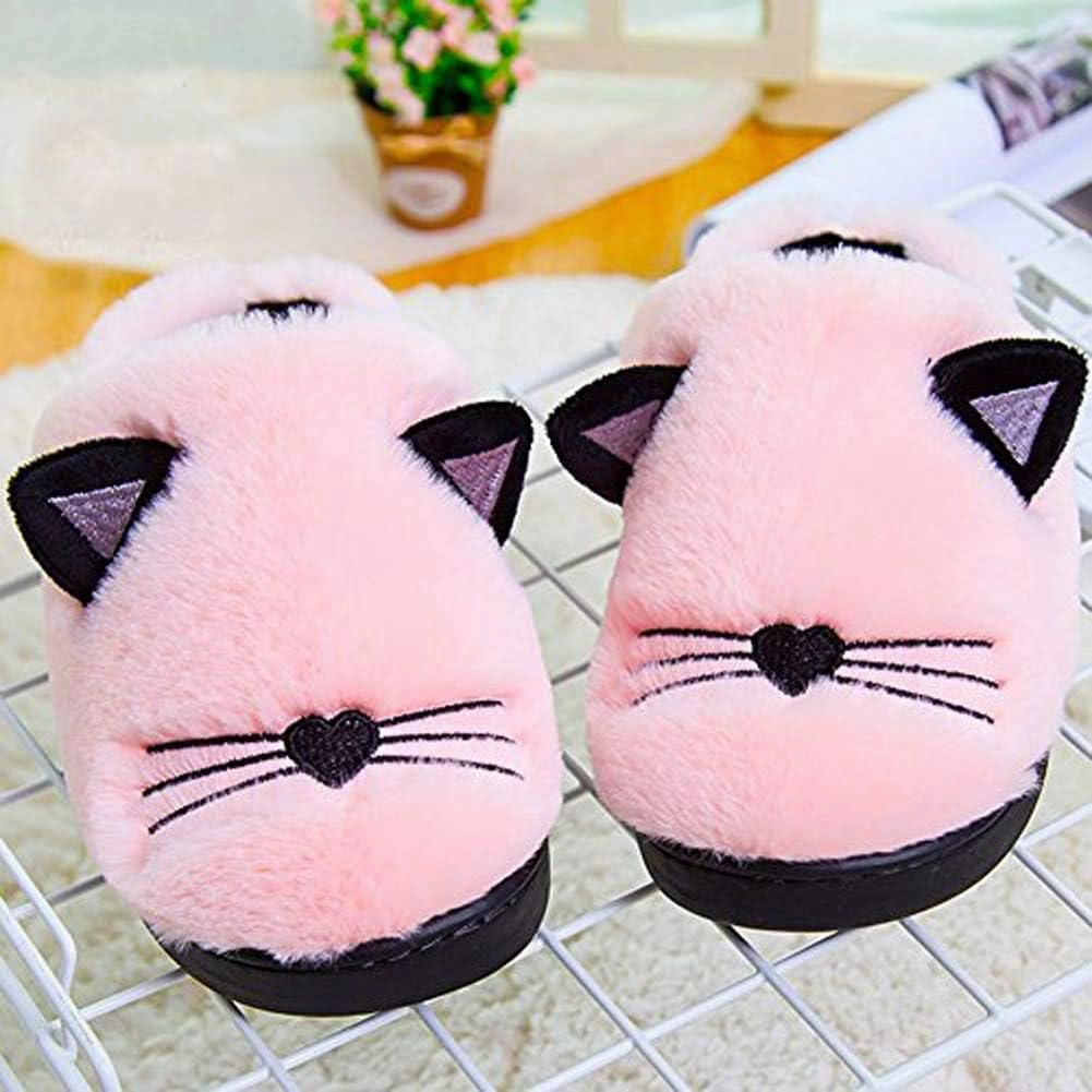 Boys Girls Warm Slippers Kids Family Cute Cat Household Anti-Slip Indoor Home Slippers
