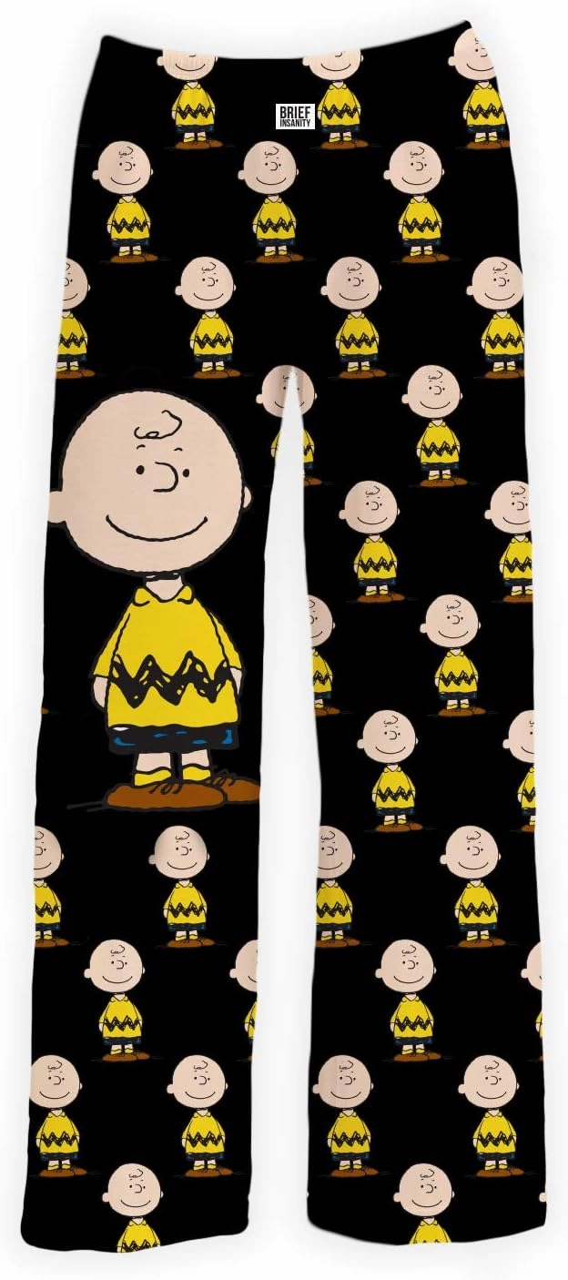 BRIEF INSANITY Charlie Brown Pajama Pants - Comfy, Loose-Fit, Ultra-Soft - Snoopy Lounge Bottoms