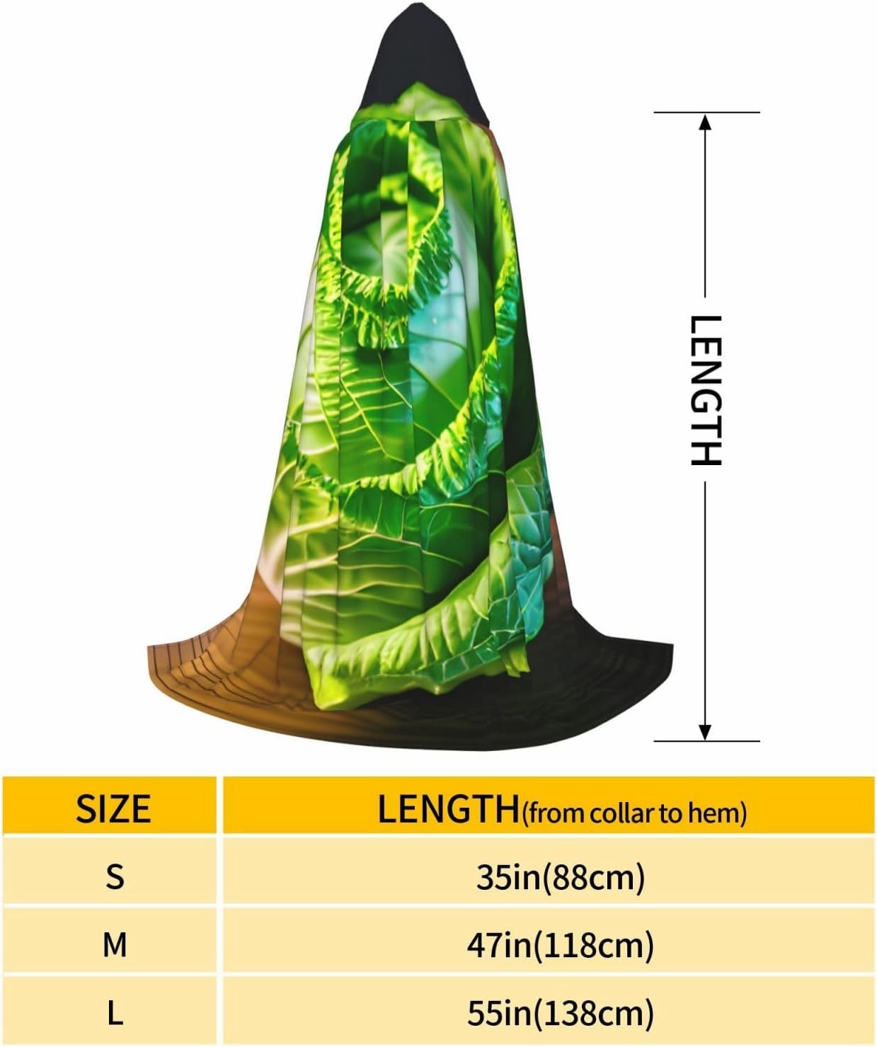 Bright Cabbage Print Carnival Essential Hooded Cloak Adult Unisex Gothic Costume For Role Play Cosplay