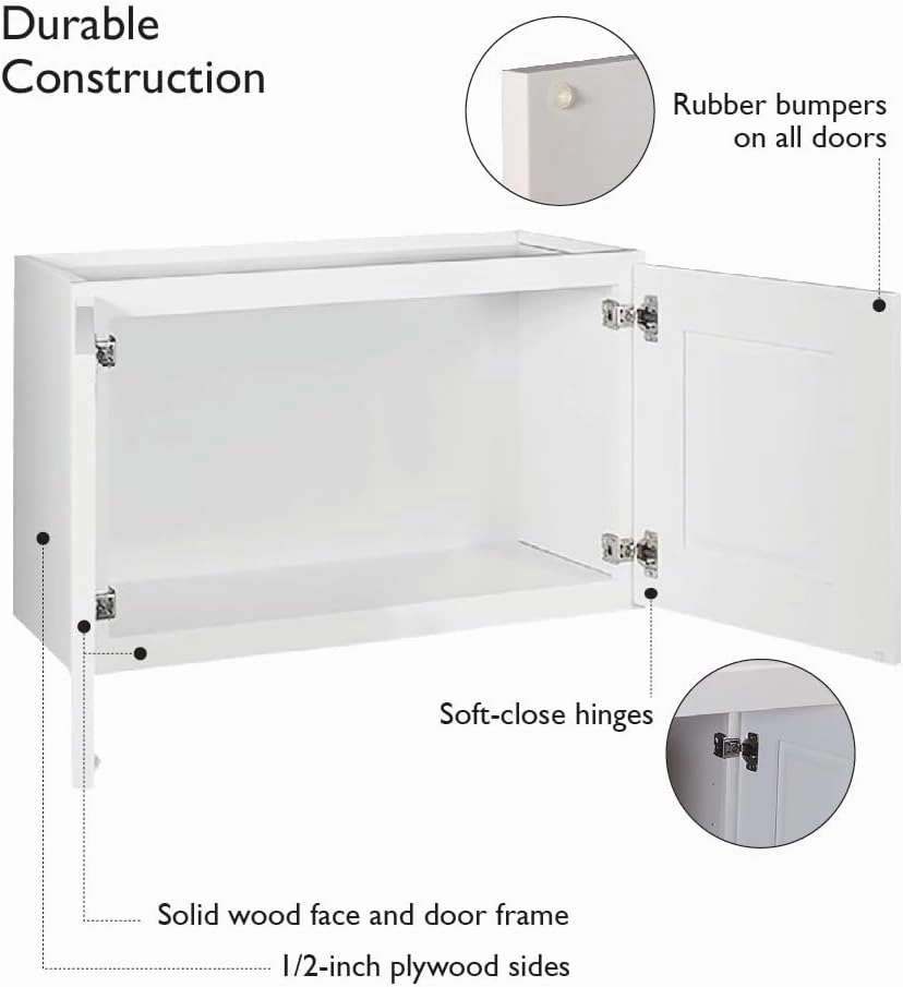 Brookings Shaker Unassembled Bridge Wall Kitchen Cabinet W2412, 24 W x 12 D x 12 H, Painted White with Sherwin Williams®, Solid Wood – Design House, 543264