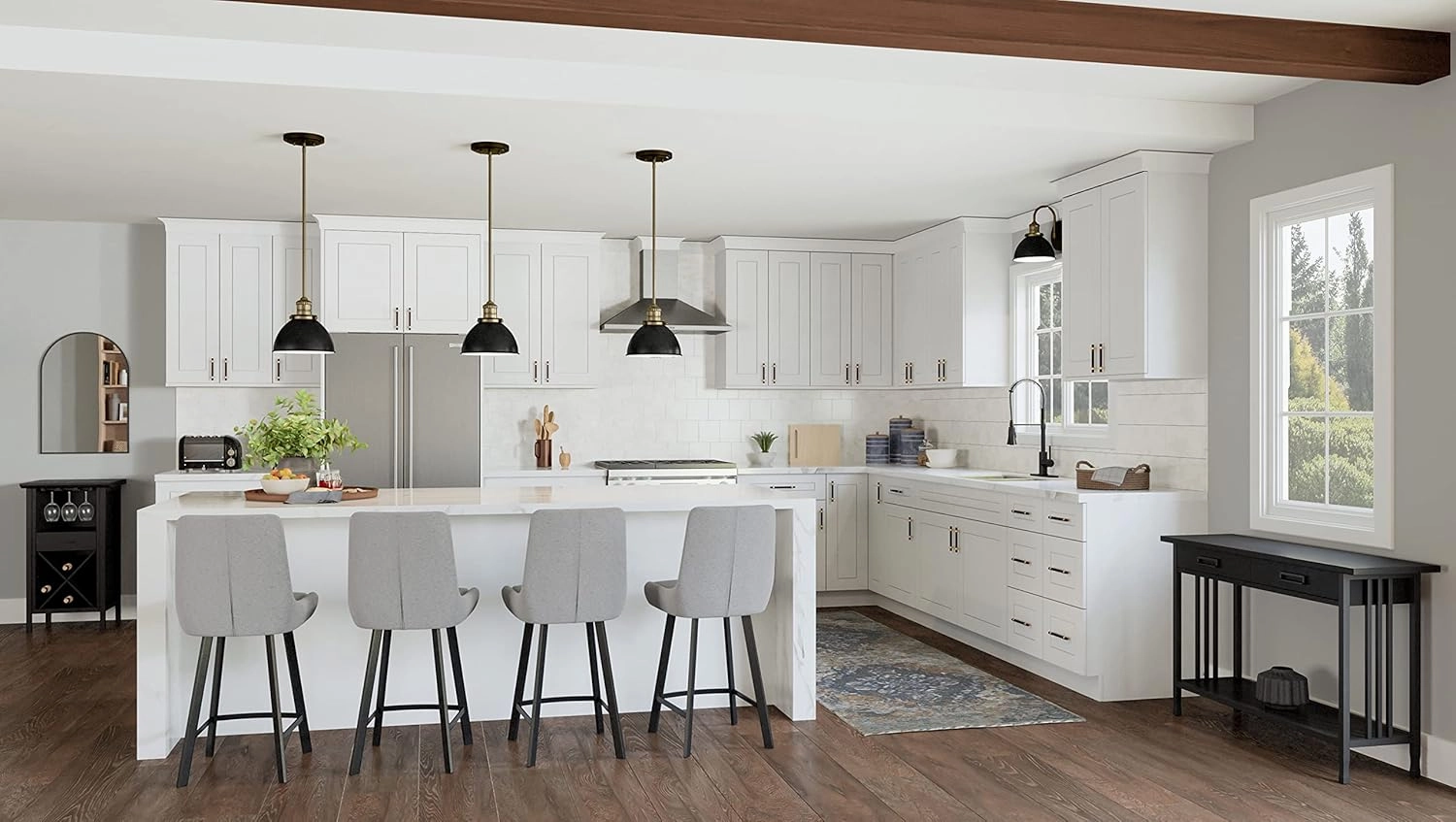 Brookings Shaker Unassembled Bridge Wall Kitchen Cabinet W2412, 24 W x 12 D x 12 H, Painted White with Sherwin Williams®, Solid Wood – Design House, 543264