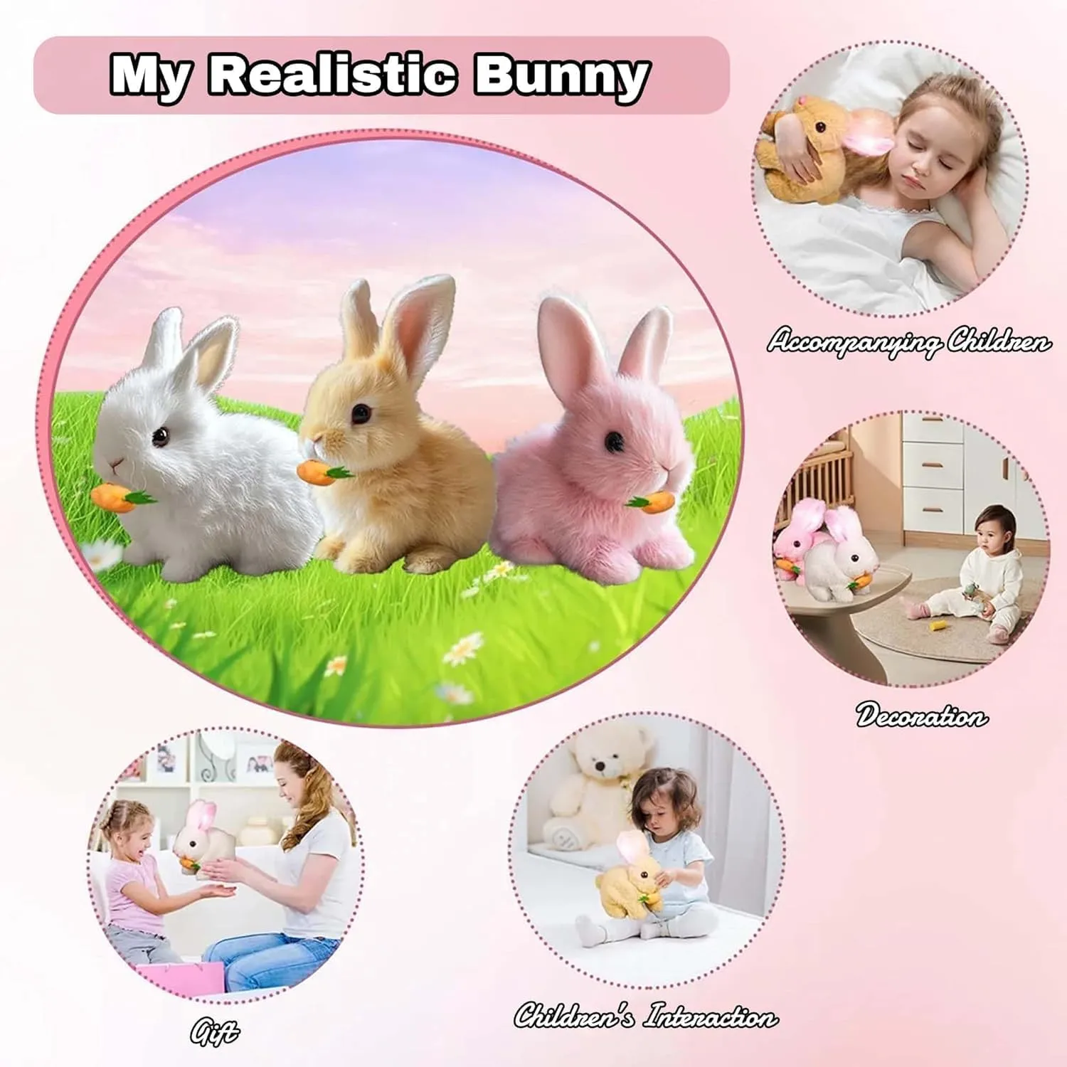 Bunby Bunny Realistic Bunny, Bunby My Realistic Bunny Toy, Easter Realistic Bunny Toy, Bunbi Realistic Bunny Jumping, Twitching, Shaking Interactive Bunny Realistic Bunny (Brown White Bunny)