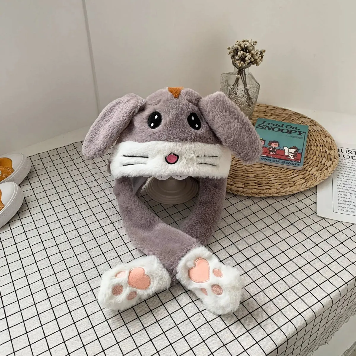 Bunny Ears Plush Beanie Cap