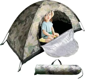 Camping Tent Waterproof Dome Tents Windproof Single Person Tent UV Protection Camouflage Tent Easy Setup Backpacking Tent for Traveling Beach 39x79x43'', Camping Tent