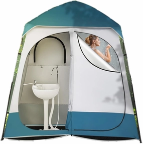 Camping Shower Tent, Portable Privacy Tent Outdoor Camping 1/2 Room Toilet Tents with Shower Room & Dressing Room for Travel Beach Tailgate