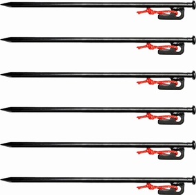 Camping Tent Stakes 6 Pack Heavy Duty Tent Ground Pegs Metal Landscape Stakes Tarp Canopy