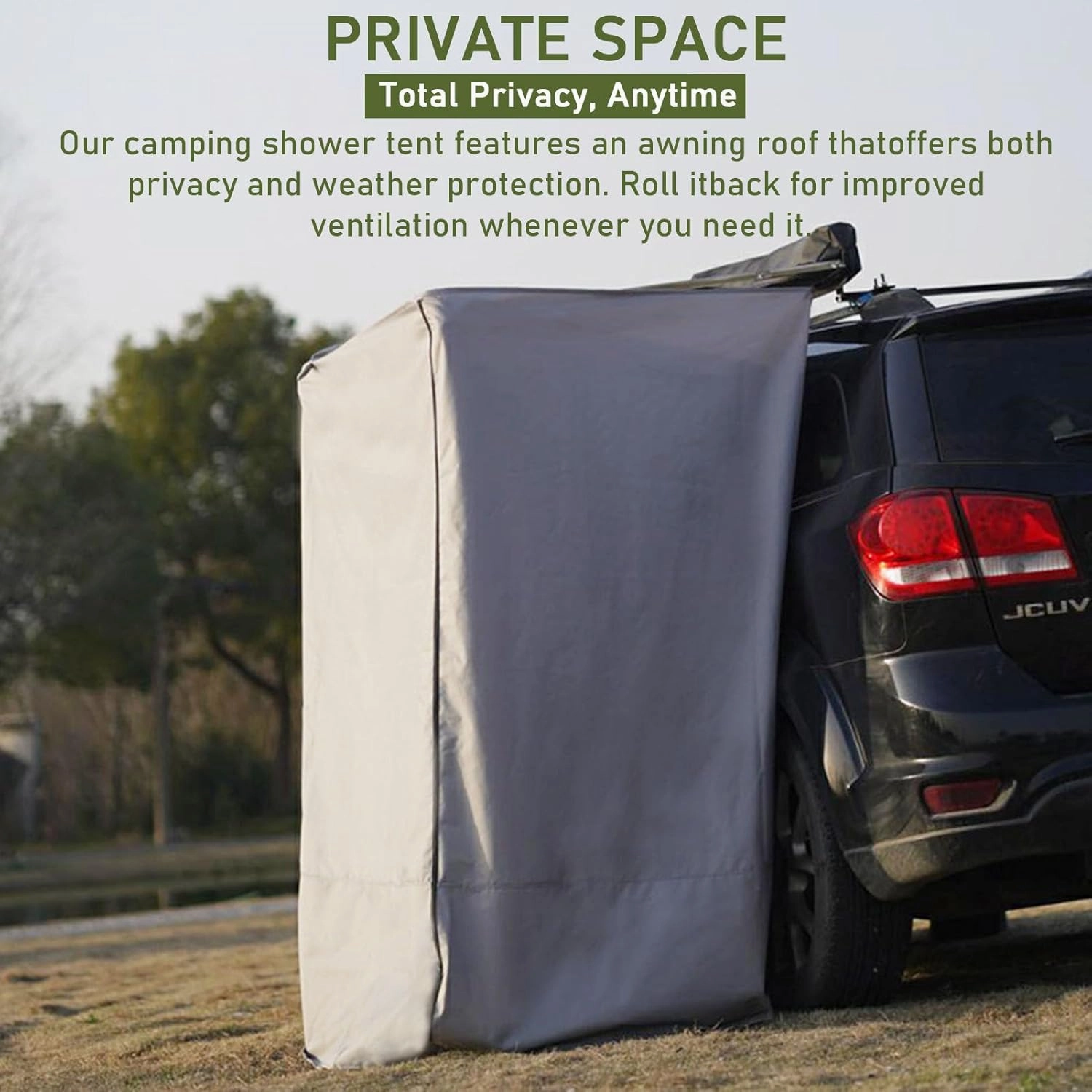 Car Side Shower Tent Shower Awning with Roof, SUV Truck Tent for Camping Privacy Shelters, Portable Car Side Instant Tents (120x120x200cm)