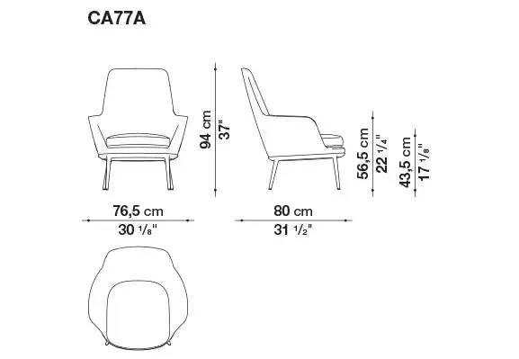 Caratos - Armchair with High Back 76.5cm (CA77A)