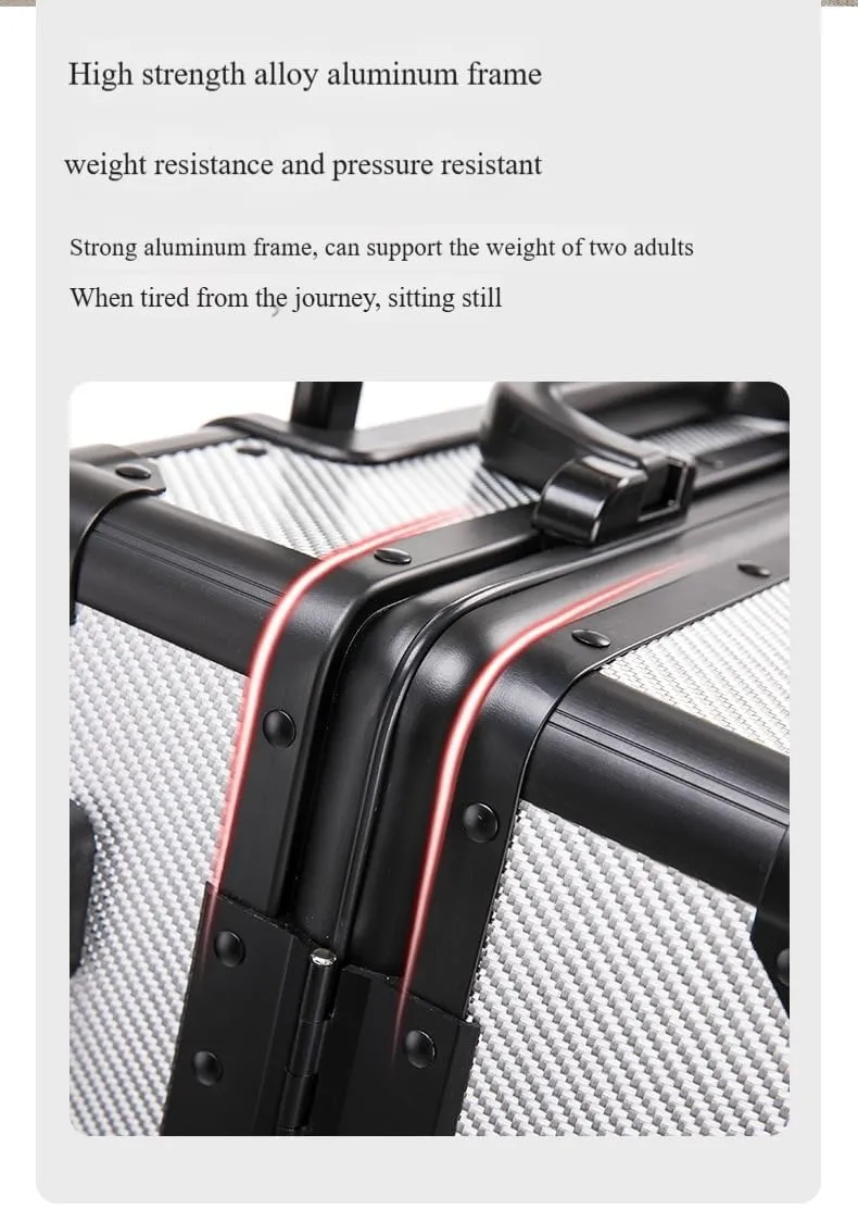 Carbon Fiber Carry On Luggage TSA Lock Spinner Suitcase Zipperless Design, Silent 360° Wheels, Aluminum Frame, Business Travel Bag (Ball pattern black, 24inch)
