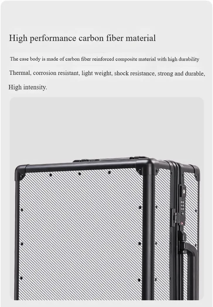 Carbon Fiber Carry On Luggage TSA Lock Spinner Suitcase Zipperless Design, Silent 360° Wheels, Aluminum Frame, Business Travel Bag (Ball pattern black, 24inch)