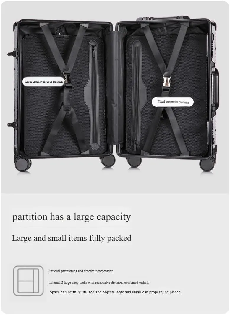 Carbon Fiber Carry On Luggage TSA Lock Spinner Suitcase Zipperless Design, Silent 360° Wheels, Aluminum Frame, Business Travel Bag (Ball pattern black, 24inch)