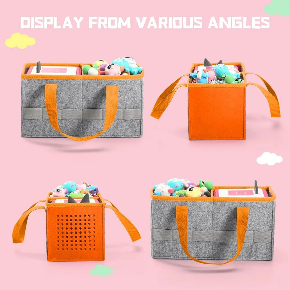 Carrying Case for Toniebox Starter Set and Tonies Figurines, Travel Felt Cloth Musical Toy Folding Bag for Toniebox Accessories (Orange)
