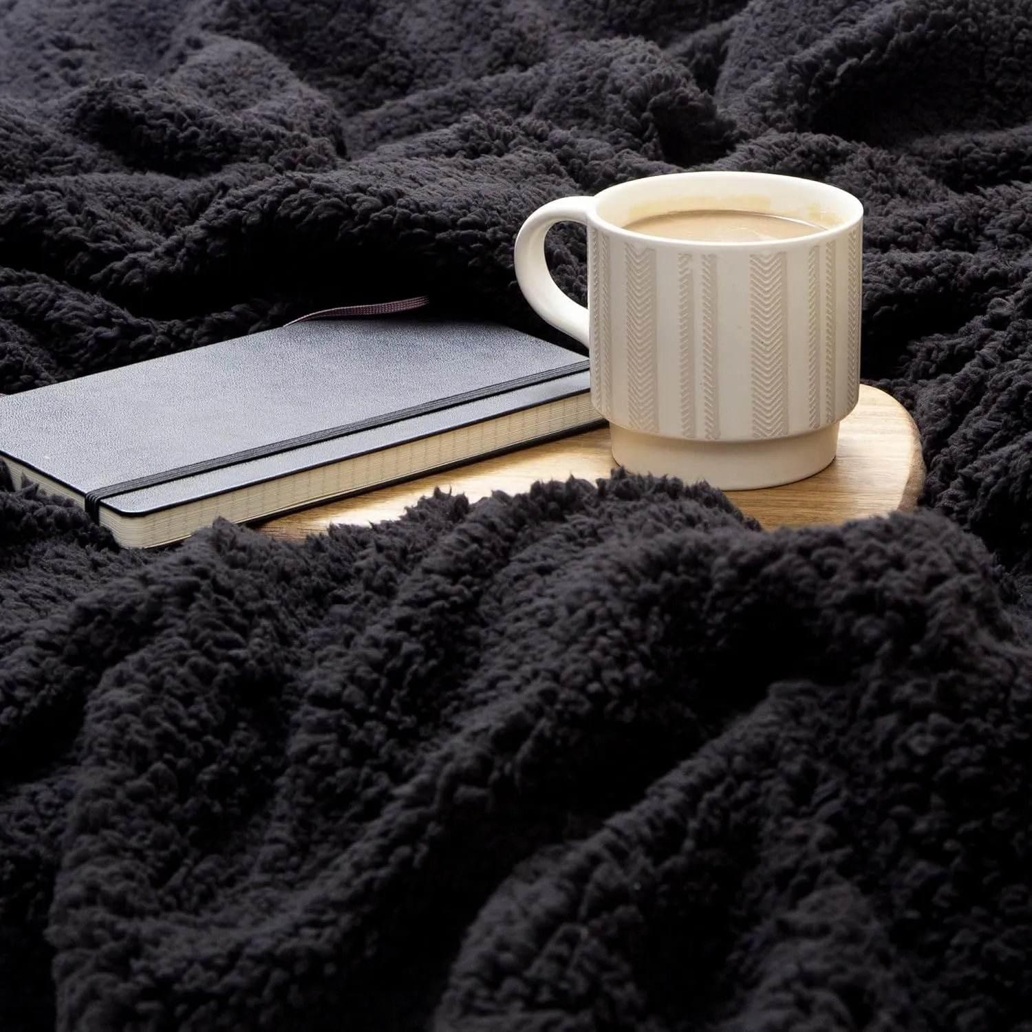 CARSTENS, INC. Ultra Premium Super Soft Plush Sherpa Fleece Oversized Throw Blanket 54" x 68", Bear Trails Black