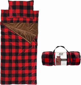Carstens, Inc. Kids Slumber Bag Sleeping Bag/Nap Mat with Pillow for Boys & Girls, Red Buffalo Plaid
