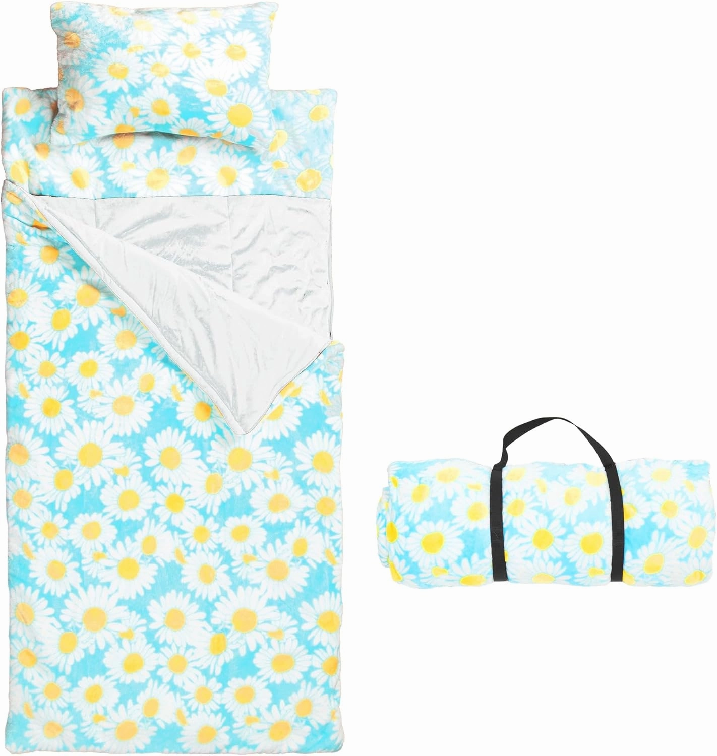 Carstens, Inc. Kids Slumber Bag Sleeping Bag/Nap Mat with Pillow for Girls, Flower Power