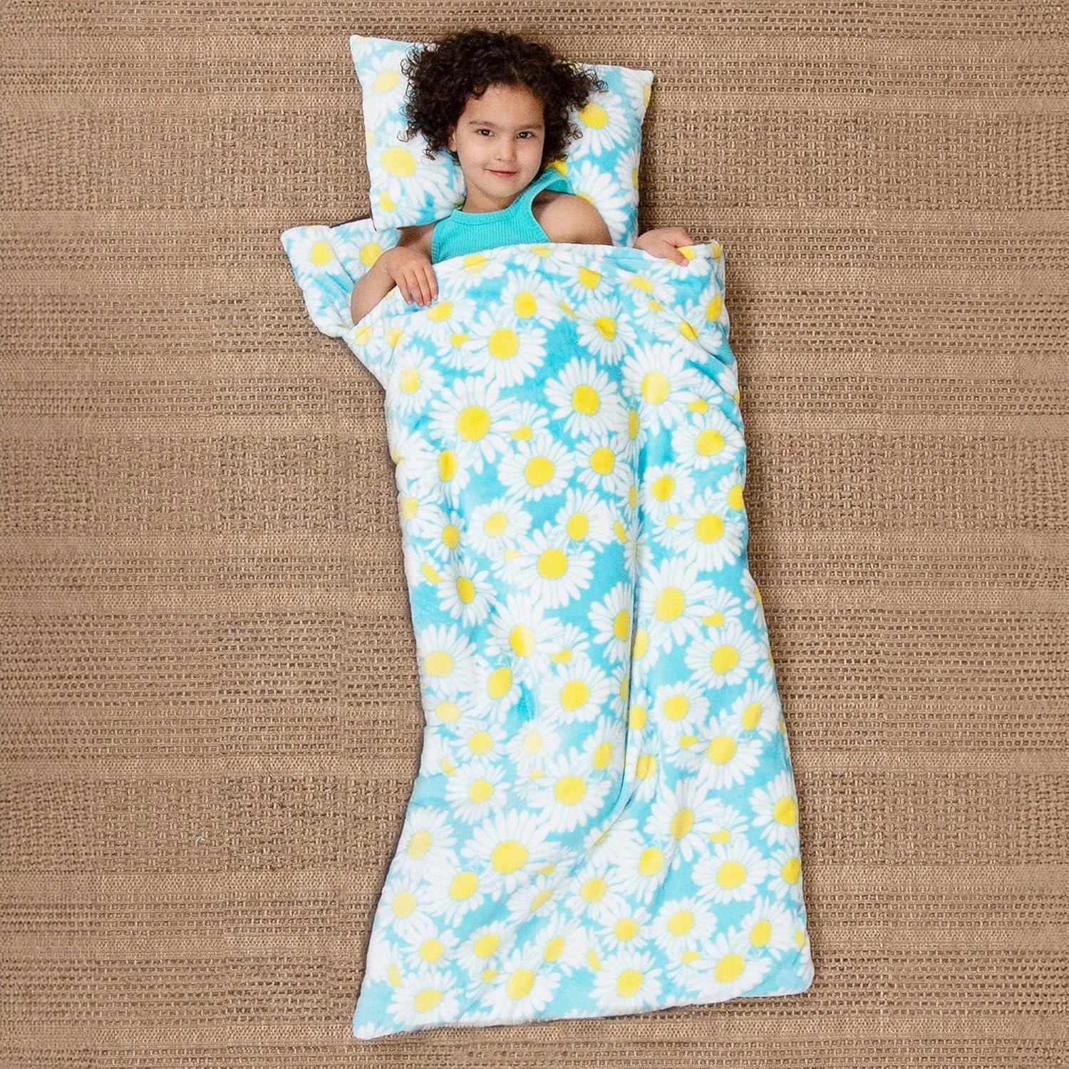 Carstens, Inc. Kids Slumber Bag Sleeping Bag/Nap Mat with Pillow for Girls, Flower Power