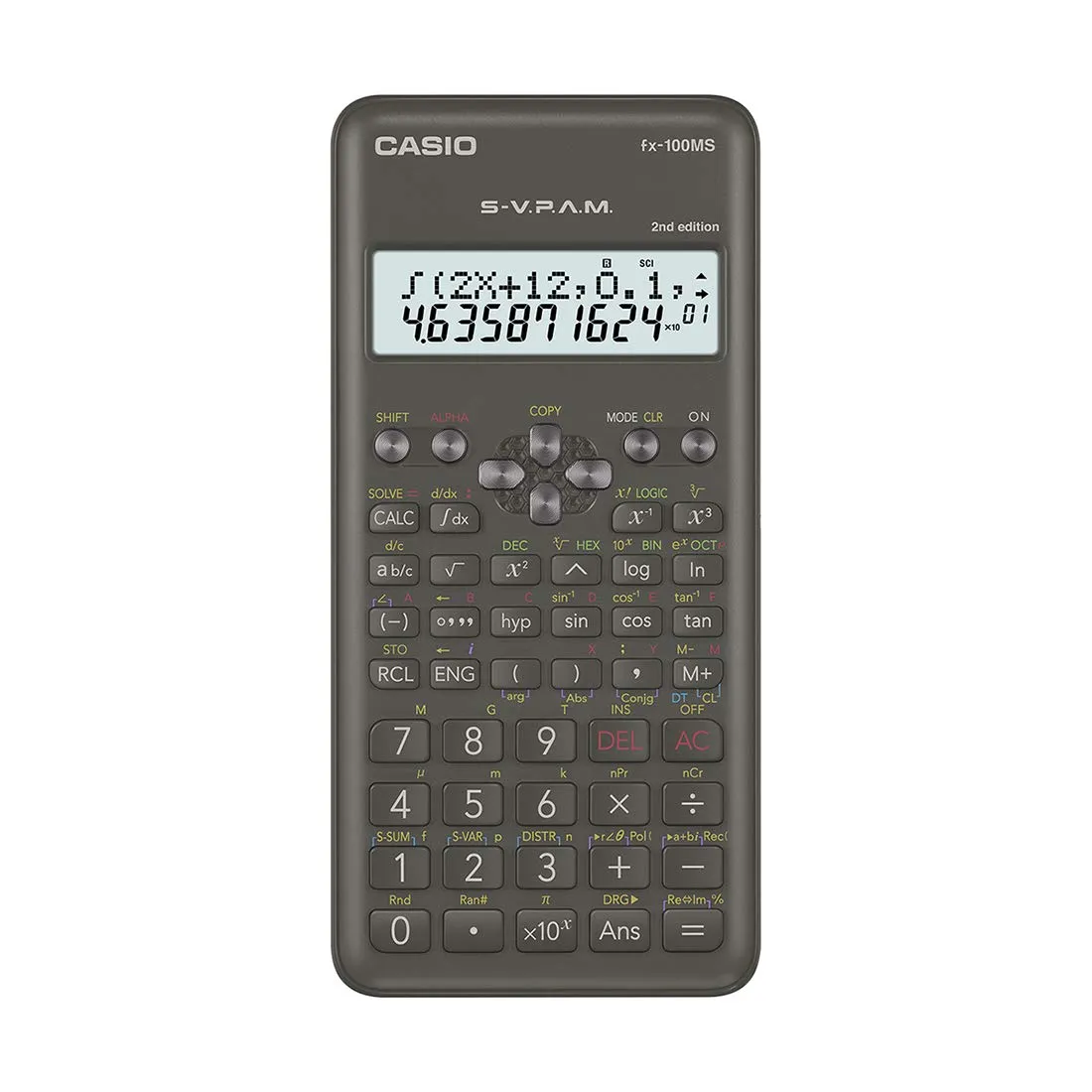 Casio FX-100MS 2nd Gen Non-Programmable Scientific Calculator, 300 Functions and 2-line Display, Black