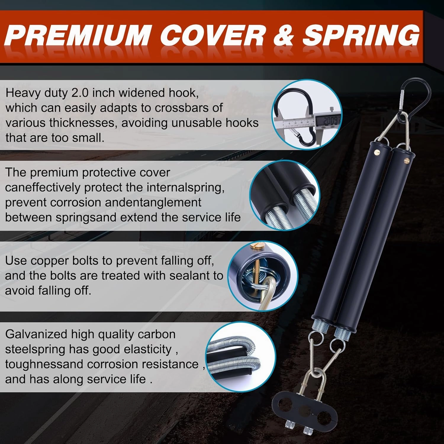 Cheemuii 16" Double Tender Spring Kit with 3in1 Hose Holder and 3-Hole Clamp Holder Heavy Duty Tender Spring for Semi Truck Air Lines Kit 2 Style Air Lines Holders for Semi Truck Trailer Tractor
