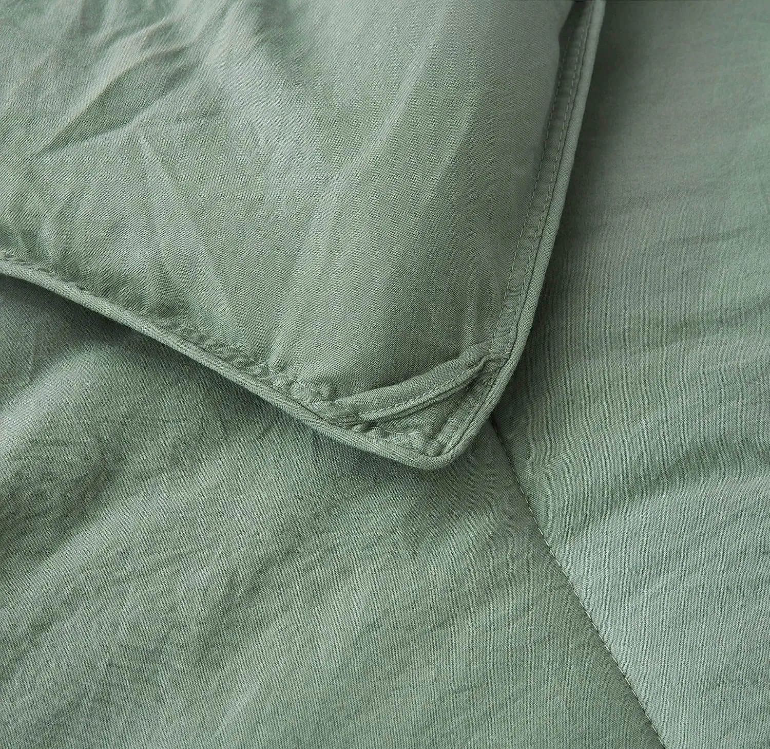 Chezmoi Collection Rory Sage Green Comforter Set Full Size 3-Piece Fluffy Soft Lightweight Bedding Triangle Quilted Stone-Washed Microfiber Comforter Set for All Season