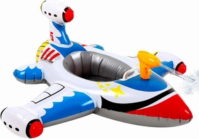 Civaner Inflatable Pool Float Toddler Swimming Float Boat with Water Gun for Kids Blow up Swimming Tube Ride-on Airplane Pool Floaties for Summer Pool Beach Outdoor Party Supplies