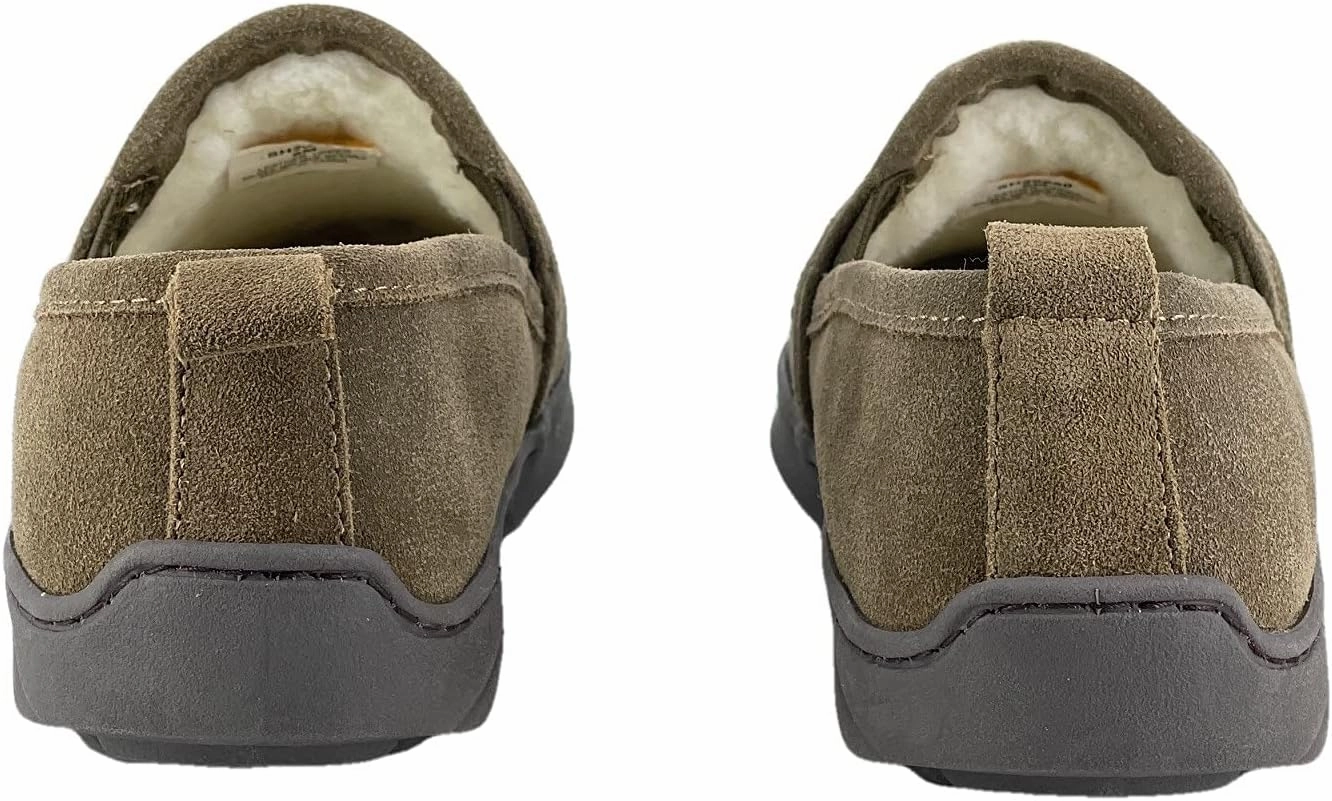 Clarks Mens Suede Leather Twin Gore Slipper SH20680 - Plush Faux Fur Lining Indoor Outdoor House Slippers For Men M US