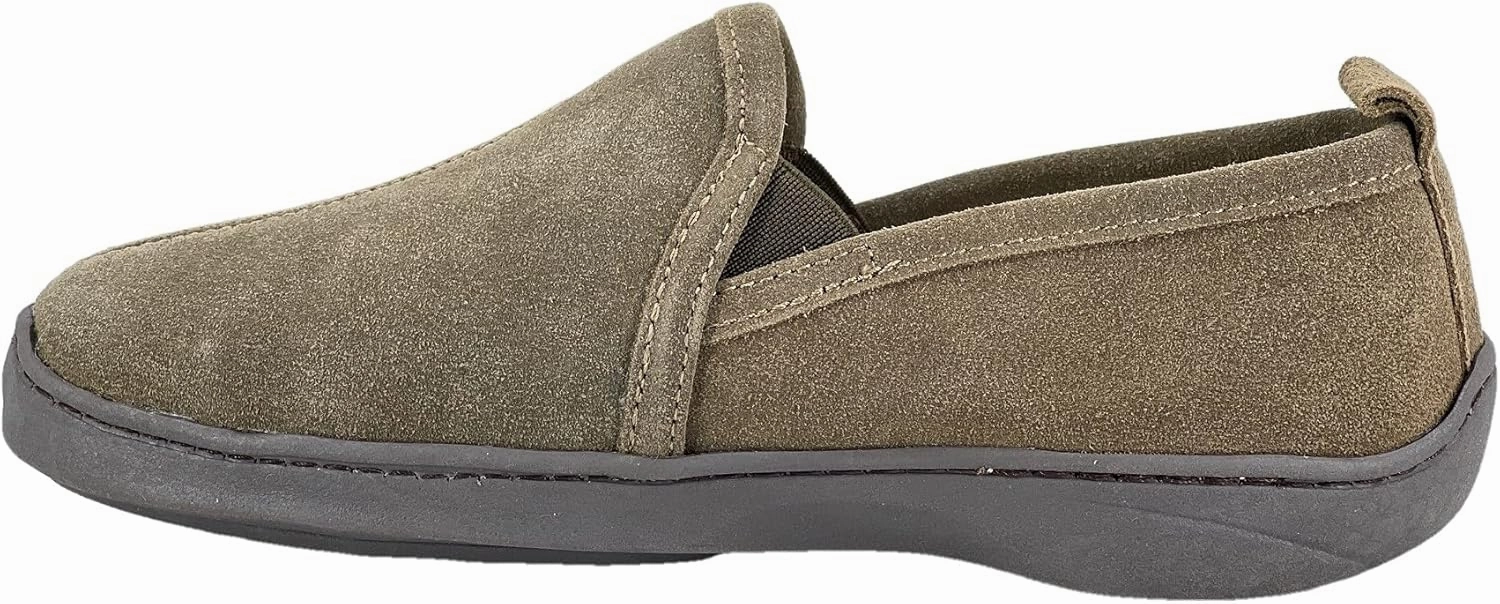 Clarks Mens Suede Leather Twin Gore Slipper SH20680 - Plush Faux Fur Lining Indoor Outdoor House Slippers For Men M US