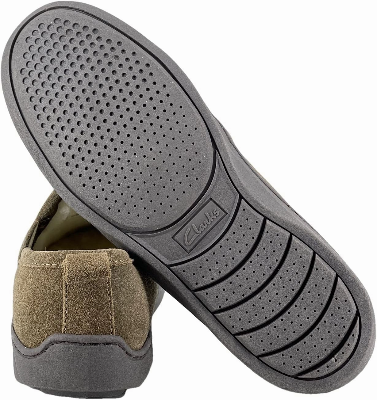 Clarks Mens Suede Leather Twin Gore Slipper SH20680 - Plush Faux Fur Lining Indoor Outdoor House Slippers For Men M US
