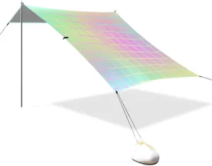 Colorful Laser Design Stripes Designed UPF50  Stable Beach Tent Waterproof Large Sun Shelter with Carrying Bag for Backyard, Grassland, Park carpas de sol para la Playa