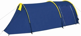 Comfortable 4-Person Camping Tent for Family Adventures, Easy Setup, Lightweight, Navy Blue/Yellow