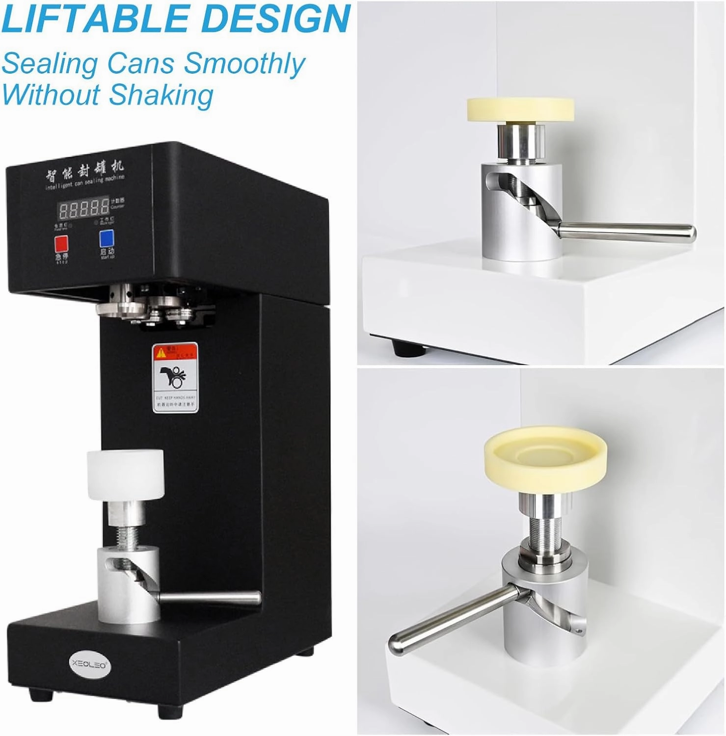 Commercial Benchtop Can Seamer, Electric Can Cup Sealer with Smart Counter, for 55 mm/2.2 inch Diameter Pop,Black-220V