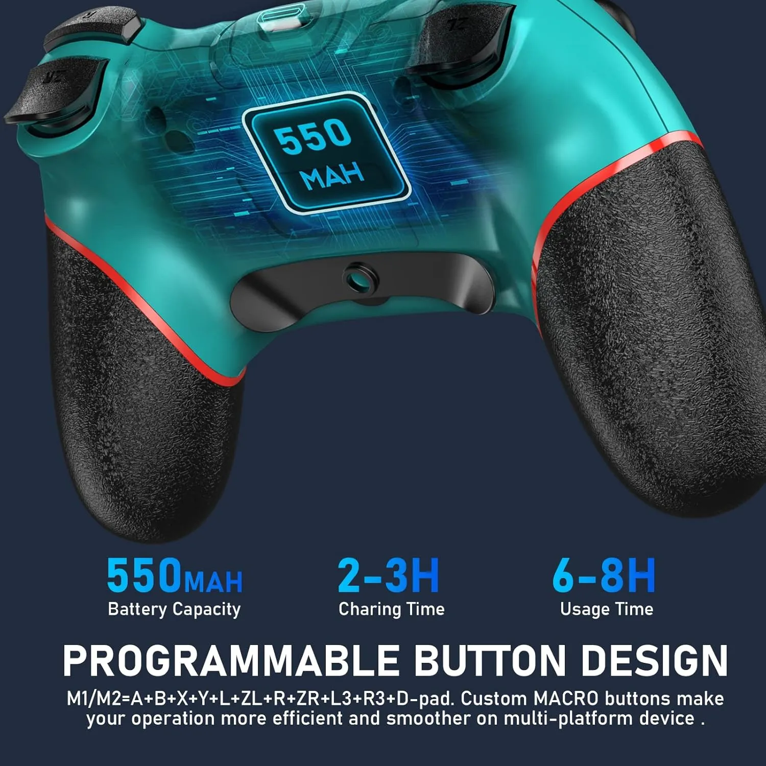 Controller for Switch, Wireless Pro Controller for Switch/Switch Lite/Switch OLED, Remote Gamepad with Joystick, Adjustable Turbo Vibration with Programmable Function - Blue