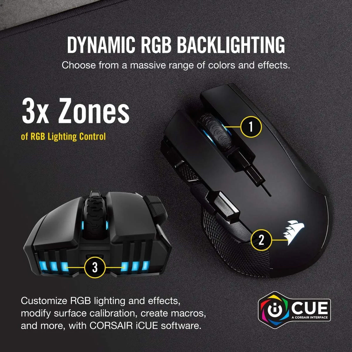CORSAIR IRONCLAW WIRELESS RGB Rechargeable Gaming Mouse with Slipstream Technology - 18,000 DPI - 3-Zone RGB Multi-Color Backlighting - Black