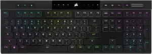 Corsair K100 AIR Wireless RGB Mechanical Gaming Keyboard - Ultra-Thin, Sub-1ms Slipstream , Low-Latency Bluetooth, Cherry MX Ultra Low Profile Keyswitches - NA Layout, QWERTY - Black