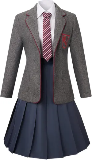 Cos-Animefly Matilda Cosplay Costume Adult Boy Girl Musical School Uniform Coat JK Skirt Tie Shirt Halloween Party