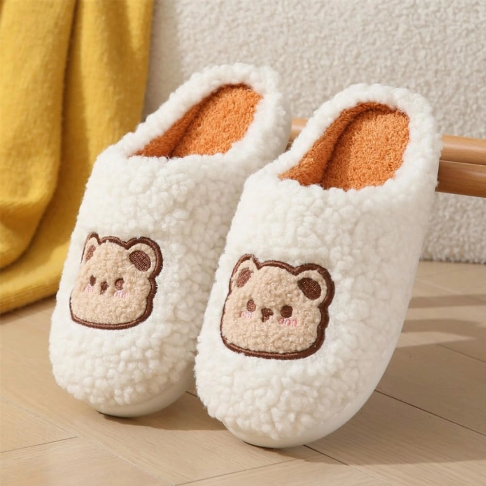 Cozy Bear Slippers Comfy Autumn Winter Slippers, Fuzzy Plush Winter Indoor Outdoor Cartoon