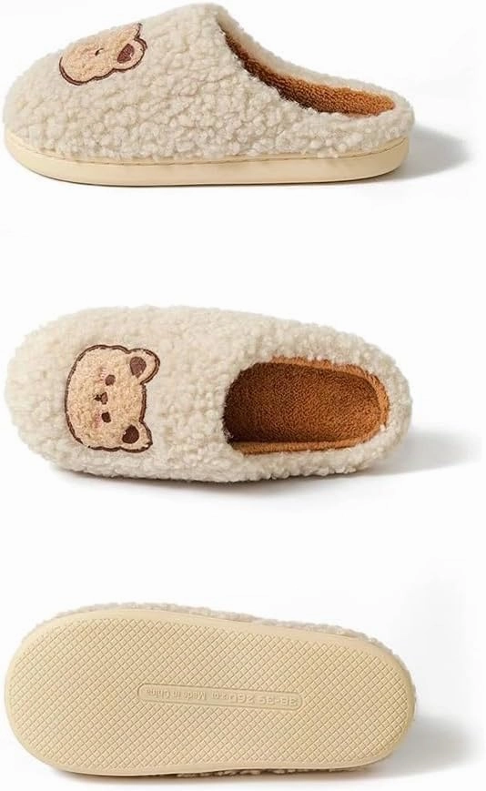 Cozy Bear Slippers Comfy Autumn Winter Slippers, Fuzzy Plush Winter Indoor Outdoor Cartoon