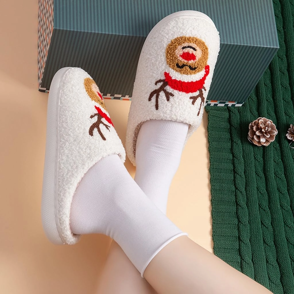 Cozy Furry Slippers for Women & Men, Bear Paw, Cat, Halloween, Christmas Designs, Warm Indoor Non-Slip Winter House Shoes