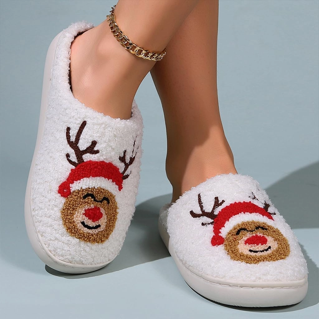 Cozy Furry Slippers for Women & Men, Bear Paw, Cat, Halloween, Christmas Designs, Warm Indoor Non-Slip Winter House Shoes